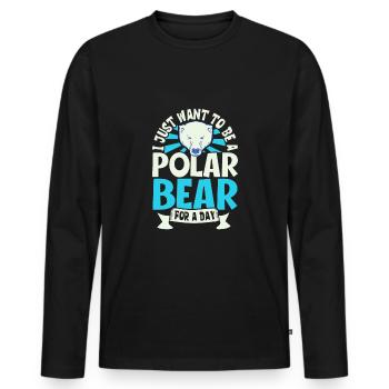 Polar Bear Global Warming Artic Seal hunting Ursus - Men's Premium Organic Long Sleeve Shirt - black - Front - Nico (187cm)