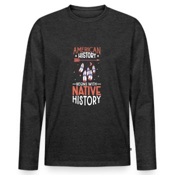 Indische Ureinwohner Geschichte Der Indigenen - Männer Premium Bio Langarmshirt - Anthrazit meliert - Vorne - Nico (187cm)