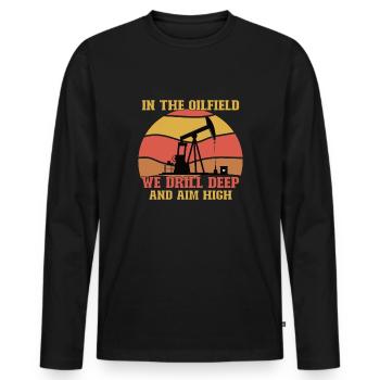 Spinfield Wife Roughneck Oil Drilling Frac crew - T-shirt manches longues Premium bio Homme - noir - Devant - Nico (187cm)