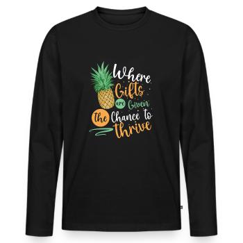 Jour du transfert d’embryons FIV fécondation in vitro - T-shirt manches longues Premium bio Homme - noir - Devant - Nico (187cm)
