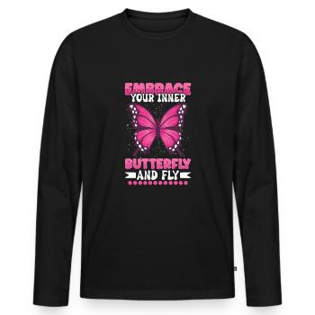 Insecte papillon monarque Monarque Habitat - T-shirt manches longues Premium bio Homme - noir - Devant - Nico (187cm)