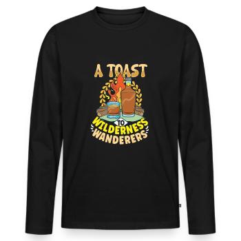 Campfire Nights Whisky Delights Outdoor Adventure - Men's Premium Organic Long Sleeve Shirt - black - Front - Nico (187cm)