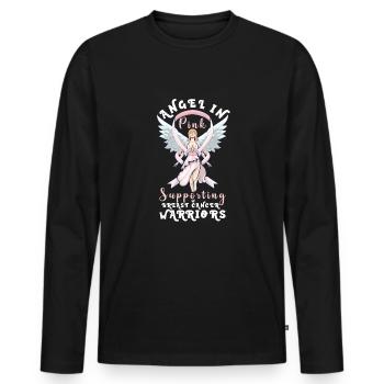 Breast cancer Awareness Support Survivors Pink - Men's Premium Organic Long Sleeve Shirt - black - Front - Nico (187cm)