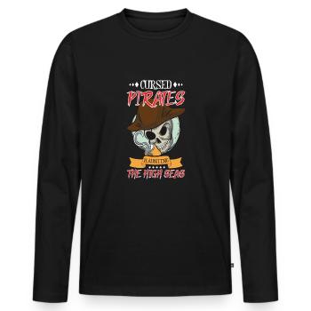 Horreur Pirate Bateau Pirate Pirate Captain Horreur - T-shirt manches longues Premium bio Homme - noir - Devant - Nico (187cm)