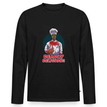 Drôle Zombie Cook Cuisine Horreur Cook Undead - T-shirt manches longues Premium bio Homme - noir - Devant - Nico (187cm)