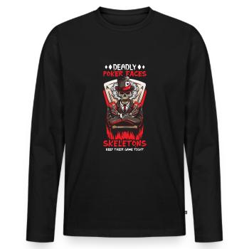 Poker Casino Joueur de poker Jeu de roulette - T-shirt manches longues Premium bio Homme - noir - Devant - Nico (187cm)