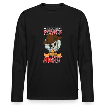 Horreur Pirate Bateau Pirate Pirate Captain Horreur - T-shirt manches longues Premium bio Homme - noir - Devant - Nico (187cm)