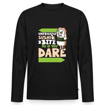 Funny Unhappy Sushi Japanese food Miso-Unhappy - Men's Premium Organic Long Sleeve Shirt - black - Front - Nico (187cm)
