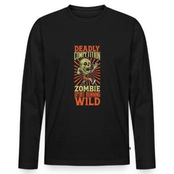 Horror Zombie Runner Half Marathon Running Jogging - Men's Premium Organic Long Sleeve Shirt - black - Front - Nico (187cm)