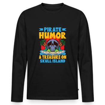 Drôle d’horreur Pirate Bateau Pirate Capitaine Pirate - T-shirt manches longues Premium bio Homme - noir - Devant - Nico (187cm)