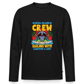 Drôle d’horreur Pirate Bateau Pirate Capitaine Pirate - T-shirt manches longues Premium bio Homme - noir - Devant - Nico (187cm)