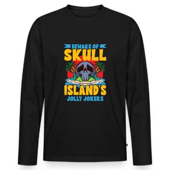 Drôle d’horreur Pirate Bateau Pirate Capitaine Pirate - T-shirt manches longues Premium bio Homme - noir - Devant - Nico (187cm)