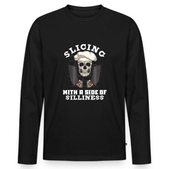 Fleischschneider Metzger Horror Skelett Gore - Männer Premium Bio Langarmshirt - Schwarz - Vorne - Nico (187cm)