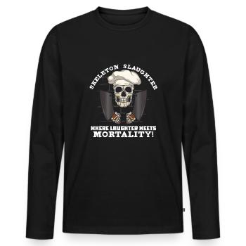 Fleischschneider Metzger Horror Skelett Gore - Männer Premium Bio Langarmshirt - Schwarz - Vorne - Nico (187cm)