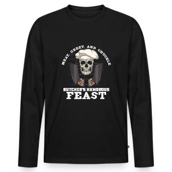 Fleischschneider Metzger Horror Skelett Gore - Männer Premium Bio Langarmshirt - Schwarz - Vorne - Nico (187cm)