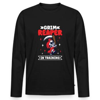Funny Creepy Grim Reaper, Dead Man - Men's Premium Organic Long Sleeve Shirt - black - Front - Nico (187cm)