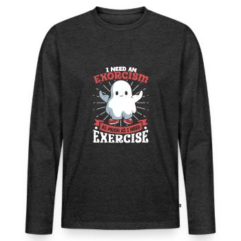 Bodybuilding Powerlifting Weightlifting Fitness - Men's Premium Organic Long Sleeve Shirt - heather anthracite - Front - Nico (187cm)