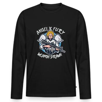 Angry Angel Christianity God Jesus Avenging - Men's Premium Organic Long Sleeve Shirt - black - Front - Nico (187cm)