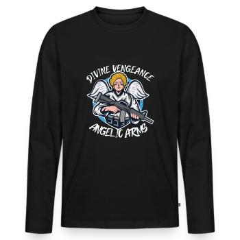 Angry Angel Christianity God Jesus Avenging - Men's Premium Organic Long Sleeve Shirt - black - Front - Nico (187cm)