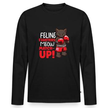 Katze Boxen Boxring Boxerhandschuhe Boxkämpfer - Männer Premium Bio Langarmshirt - Schwarz - Vorne - Nico (187cm)