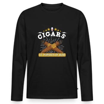 Cigar Cigars Smoke Smoking Bourbon Whiskey Gift - Männer Premium Bio Langarmshirt - Schwarz - Vorne - Nico (187cm)