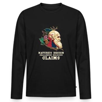 Charles Darwin Atheistischer Atheismus - Männer Premium Bio Langarmshirt - Schwarz - Vorne - Nico (187cm)