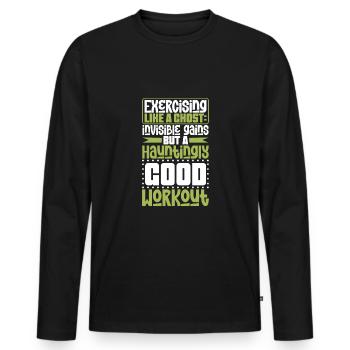Bodybuilding Powerlifting Weightlifting Fitness - Men's Premium Organic Long Sleeve Shirt - black - Front - Nico (187cm)