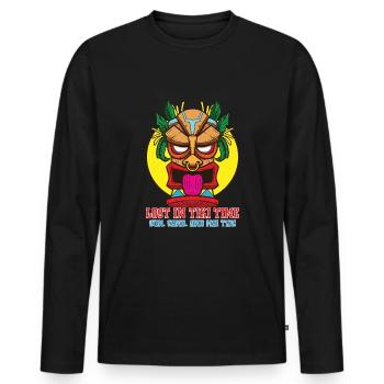 Tiki Mask Hawaiian Decor Luau Party - T-shirt manches longues Premium bio Homme - noir - Devant - Nico (187cm)