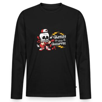 Drôle Horreur Spooky Guitariste Guitariste Fantomatique - T-shirt manches longues Premium bio Homme - noir - Devant - Nico (187cm)