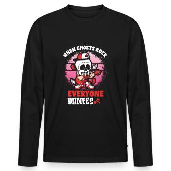 Drôle Horreur Spooky Guitariste Guitariste Fantomatique - T-shirt manches longues Premium bio Homme - noir - Devant - Nico (187cm)