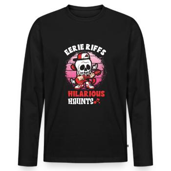 Drôle Horreur Spooky Guitariste Guitariste Fantomatique - T-shirt manches longues Premium bio Homme - noir - Devant - Nico (187cm)