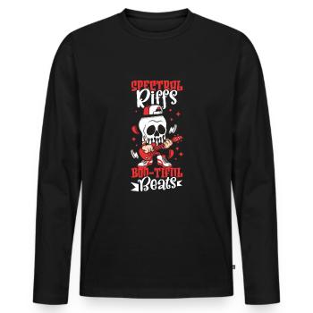 Drôle Horreur Spooky Guitariste Guitariste Fantomatique - T-shirt manches longues Premium bio Homme - noir - Devant - Nico (187cm)