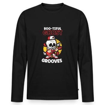 Drôle Horreur Spooky Guitariste Guitariste Fantomatique - T-shirt manches longues Premium bio Homme - noir - Devant - Nico (187cm)