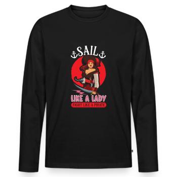 Pirate Pirate Ship Woman Pirate Captain - Men's Premium Organic Long Sleeve Shirt - black - Front - Nico (187cm)