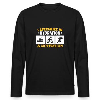 Triathlon Swim Bike Run Triathlete Sport Gift - Men's Premium Organic Long Sleeve Shirt - black - Front - Nico (187cm)