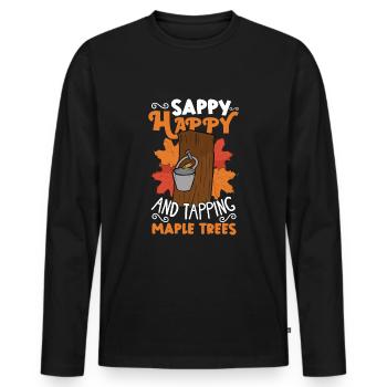 Maple syrup Canada tradition and cones - Men's Premium Organic Long Sleeve Shirt - black - Front - Nico (187cm)