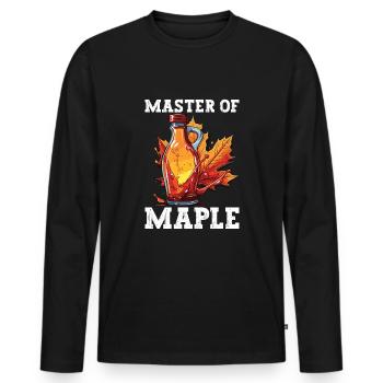 Maple syrup Canada tradition and cones - Men's Premium Organic Long Sleeve Shirt - black - Front - Nico (187cm)