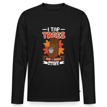 Maple syrup Canada tradition and cones - Men's Premium Organic Long Sleeve Shirt - black - Front - Nico (187cm)