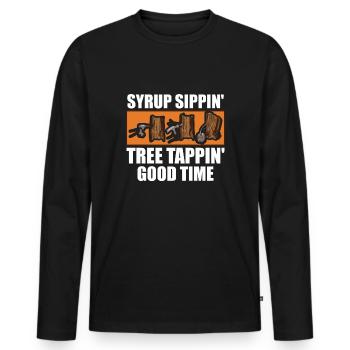 Maple syrup Canada tradition and cones - Men's Premium Organic Long Sleeve Shirt - black - Front - Nico (187cm)