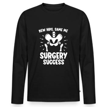 Hip Replacement Surgery Hip Surgery Post-op - Men's Premium Organic Long Sleeve Shirt - black - Front - Nico (187cm)