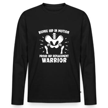 Hip Replacement Surgery Hip Surgery Post-op - Men's Premium Organic Long Sleeve Shirt - black - Front - Nico (187cm)