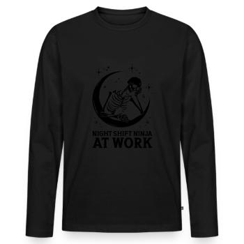 Night owl meme that stays late at night - Men's Premium Organic Long Sleeve Shirt - black - Front - Nico (187cm)