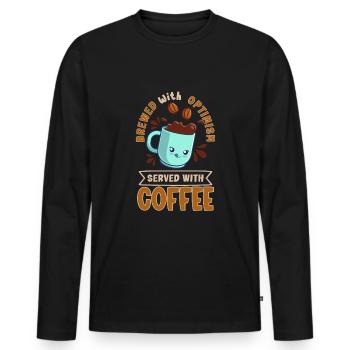 Coffee lover Caffeine and positivity Coffee-themed - Men's Premium Organic Long Sleeve Shirt - black - Front - Nico (187cm)