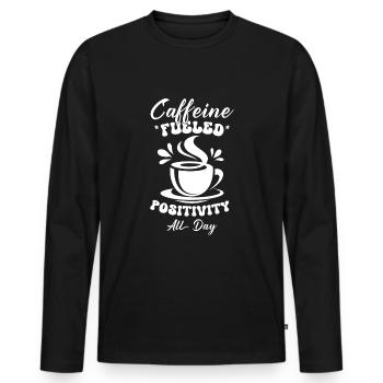 Coffee lover Caffeine and positivity Coffee-themed - Men's Premium Organic Long Sleeve Shirt - black - Front - Nico (187cm)