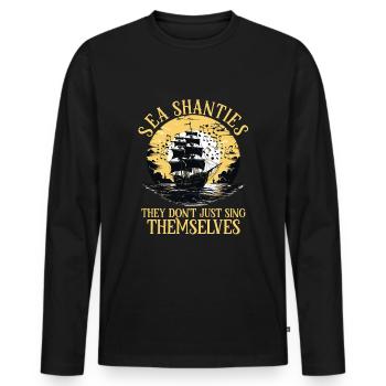 Sailors Sea Shanty Singing Ship Adventures - Men's Premium Organic Long Sleeve Shirt - black - Front - Nico (187cm)