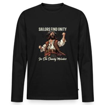 Sailors Sea Shanty Singing Ship Adventures - Men's Premium Organic Long Sleeve Shirt - black - Front - Nico (187cm)