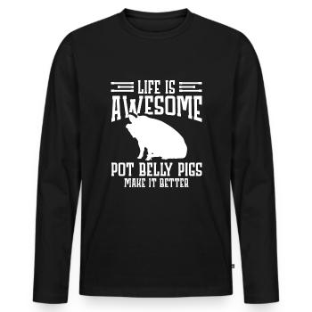 Pot Belly Pig Geschirr Und Leine Pot Belly Pig - Männer Premium Bio Langarmshirt - Schwarz - Vorne - Nico (187cm)