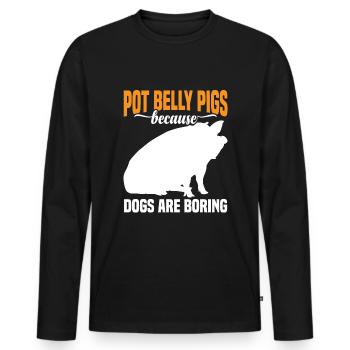 Pot Belly Pig Geschirr Und Leine Pot Belly Pig - Männer Premium Bio Langarmshirt - Schwarz - Vorne - Nico (187cm)
