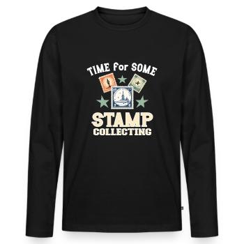 Philately Philatelist Stamp Collecting - Men's Premium Organic Long Sleeve Shirt - black - Front - Nico (187cm)