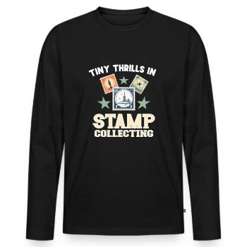 Philately Philatelist Stamp Collecting - Men's Premium Organic Long Sleeve Shirt - black - Front - Nico (187cm)